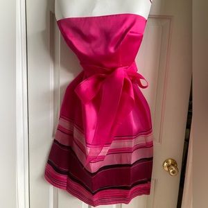 Kay Unger Pink Strapless Tea Length Dress